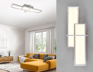 Grande lampada da soffitto a LED CHARLESTON, rettangolare, larghezza 103 cm, argento