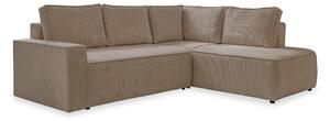 Divano letto angolare in velluto a coste beige Brave Dave - Miuform