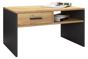 Tavolino AISEN "Iva" antracite con piano e cassetto in rovere selvatico