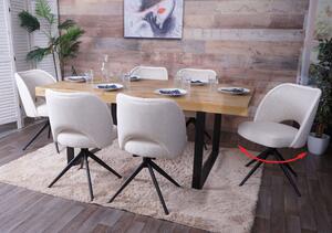 Set di 6 sedie da pranzo HWC-N72, sedia da cucina imbottita, girevole a ritorno automatico, tessuto/tessuto (420g/m²) Oeko-Tex ~ crema