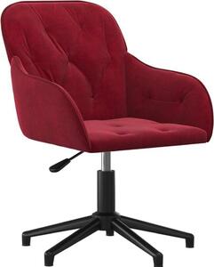 Sedia da Ufficio Girevole Rosso Vino in Velluto