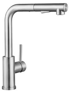 Rubinetto da cucina, con doppia modalità di erogazione dell'acqua, girevole a 360 gradi, acciaio spazzolato, attacco G3/8