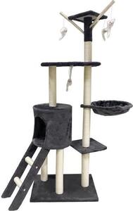 Albero per gatti grigio scuro 79 x 34 x 138 cm con 3 piattaforme, 1 posatoio, 1 nascondiglio e 1 scala