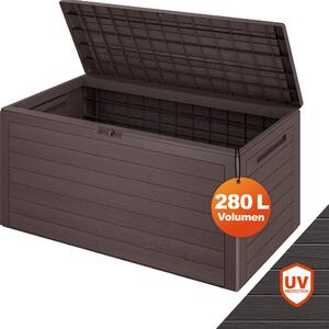 CASARIA® Baule da Giardino XXL 280L Effetto Legno Cassapanca Richiudibile 116x43x55cm Box Multibox Contenitore Cuscini