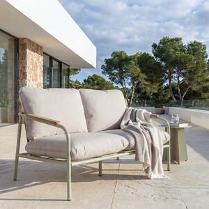 Panchina da giardino in alluminio MCW-O11, divano a 2 posti da esterno, tessuto olefinico (205 g/m²) 125 cm ~ verde chiaro imbottitura beige