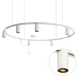 Sistema di illuminazione a binario sospeso moderno con 6 faretti bianchi monofase GU10 50 mm - Iconic Ruby Honey