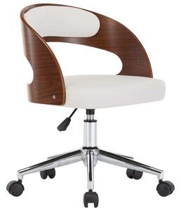 Sedia da ufficio girevole in legno curvato bianco e Pelle finta