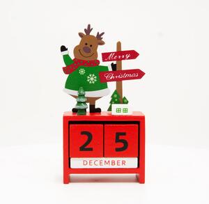 Calendario Natalizio rosso in legno Renna Wisdom