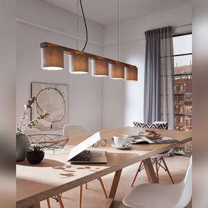 Lampada a sospensione Lampada a sospensione a 5 luci E14 max. 25 Watt metallo-legno-grigio Briloner