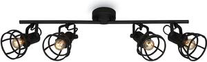 Lampada da soffitto retro regolabile paralume a griglia 4xE14 25W acciaio nero Briloner