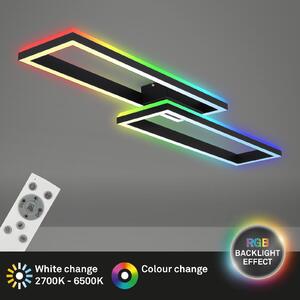 BRILONER - Lampada da soffitto RGB, lampada da soffitto retroilluminata a LED, dimmerabile, temperatura colore regolabile, cornice LED RGB, telecomando, nero