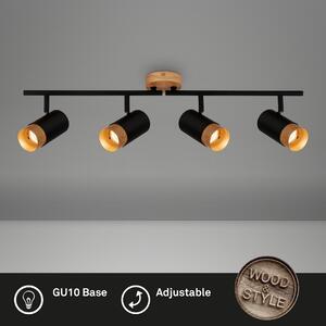 Faretto, nero, con legno, escl. 4xGU10/max.9W