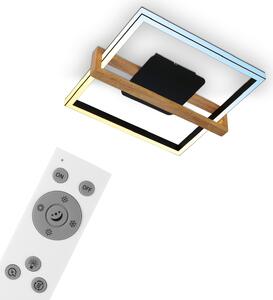CCT Lampada da soffitto a LED, nera, con legno, LED/40W