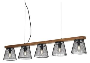 Lampada a sospensione lampada retrò effetto griglia 5x E14 25 W metallo-legno Briloner