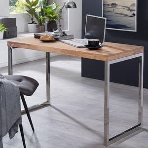 FineBuy Scrivania in legno massello di acacia, scrivania per computer 120 x 60 cm, tavolino per laptop, tavolino in stile rustico con gambe in metallo, sheesham // acacia