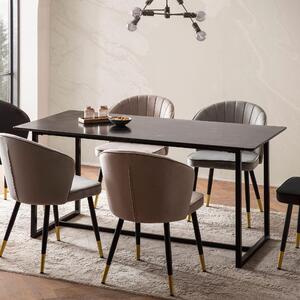 WOHNLING Tavolo da pranzo 120x60x76 cm Tavolo da cucina Nero effetto marmo Tavolo da pranzo moderno Tavolo da pranzo piccolo Tavolo rettangolare Tavolo da pranzo con gambe in metallo