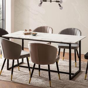 WOHNLING Tavolo da pranzo 120x60x76 cm Tavolo da cucina bianco effetto marmo Tavolo da pranzo moderno piccolo Tavolo da pranzo rettangolare Tavolo da pranzo con gambe in metallo