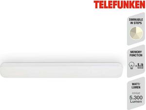 TELEFUNKEN KISTA Plafoniera LED, dimmerabile a passi, funzione memoria, luce bianca neutra, bianco, 115,5 x 18,5 x 5,5 cm