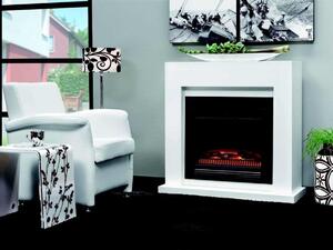 Casa Padrino Camino elettrico Art Deco Bianco L 102 x H 98 x P 39 cm - Camino elettrico - Camino antico da salotto