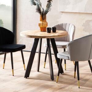 FineBuy Tavolo da pranzo rotondo Ø 80 cm in legno massello di mango – Tavolo da cucina moderno, tavolo di design in legno per 3 persone, tavolino da sala da pranzo in stile industriale, tavolo da bistrot