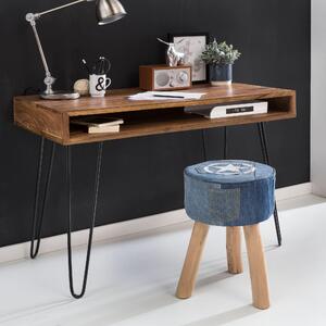 Scrivania solida HARLEM Legno massiccio Sheesham 110 x 60 x 76 cm con ripiano Scrivania per computer in legno massiccio con gambe in metallo Tavolo per PC in legno di design