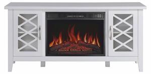 Casa Padrino mobile TV in stile country con camino elettrico a LED Bianco 137,1 x 39 x H. 64,5 cm