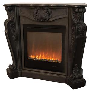 Casa Padrino caminetto liberty con inserto camino a LED nero 118 x 43 x H. 111 cm - caminetto elettrico design barocco