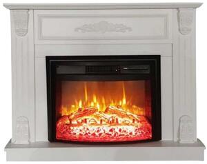 Casa Padrino Caminetto elettrico barocco bianco/nero 117 x 31 x H. 94 cm - Caminetto decorativo da salotto con telecomando - Mobili da salotto in stile barocco - Mobili barocchi - Caminetti elettrici barocchi