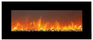 Casa Padrino Luxury LED Electric Fireplace Black 127 x 14 x H. 46,5 cm - Camino moderno da parete con touchscreen e telecomando