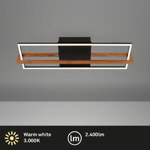 Lampada da soffitto a LED, nera, con legno, LED/22W