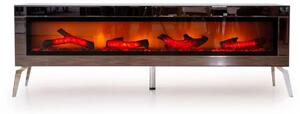 Casa Padrino mobile TV con camino elettrico a LED e telecomando argento 180 cm