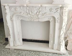 Casa Padrino Caminetto barocco in marmo bianco 150 x h. 110 cm - Arredamento barocco