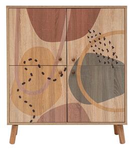 Mobiletto in rovere decorato in colore naturale 95x111 cm Multilux - Kalune Design