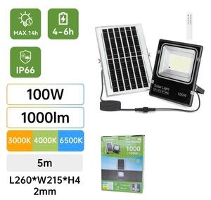 Aigostar-LED Proiettore solare LED/100W/3,2V 2000mAh 3000K/4000K/6500K IP66 + telecomando