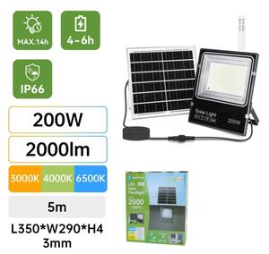 Aigostar-LED Proiettore solare LED/200W/3,2V 3600mAh 3000K/4000K/6500K IP66 + telecomando