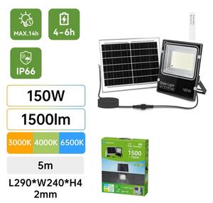 Aigostar-LED Faro solare LED/150W/3,2V 3000mAh 3000K/4000K/6500K IP66 + telecomando