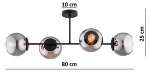 BRILAGI - Lampadario a montaggio superficiale DIOR 4xE27/60W/230V nero/grigio fumé