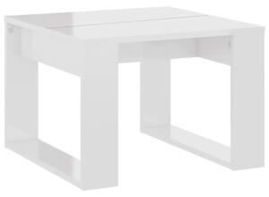 Tavolino di Servizio Bianco Lucido 50x50x35 cm in Truciolato