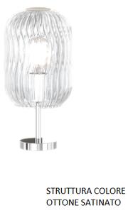 Lumetto ottone sat. 1 luce vetro trasparente 1181os-p-tr