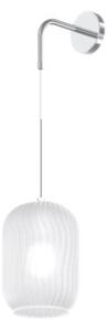 Applique regolabile cromo 1 luce vetro bianco fog 1181cr-a-bf