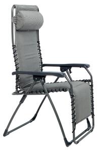 Sedia a sdraio da giardino senza cuscino Movida FIAM pieghevole con braccioli in acciaio con seduta in pvc tessuto grigio / argento