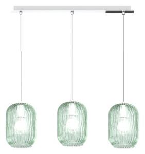 Sospensione cromo 3 luci rettangolare vetri verde 1181cr-s3 r-ve