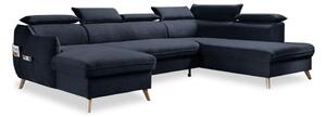 Divano letto angolare a U in velluto blu scuro (angolo destro) Sweet Harmony - Miuform