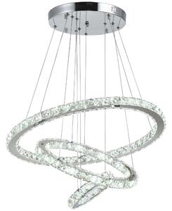 HOMCOM Lampadario di cristallo lampadari a soffitto a 3 anelli con telecomando regolabile moderno in acciaio inossidabile