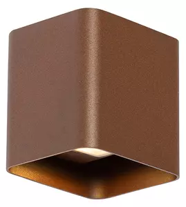 Applique da parete moderna marrone ruggine con LED IP54 quadrata - Evi