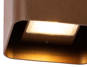 Lampada da parete moderna marrone ruggine con LED IP54 quadrata - Evi