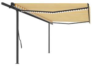 Tenda da Sole Retrattile Manuale con LED 5x3,5 m Gialla Bianca