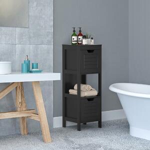 Costway Armadietto del bagno di legno multifunzionale con 2 cassetti, Scaffale per bagno casa ufficio salone Nero