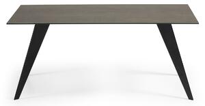 Tavolo Koda porcellanato finitura Iron Moss e gambe in acciaio finitura nere 180 x 100 cm