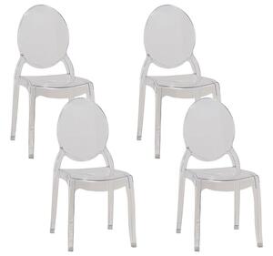 Set di 4 sedie da pranzo in materiale sintetico trasparente schienale solido impilabili design vintage moderno Beliani